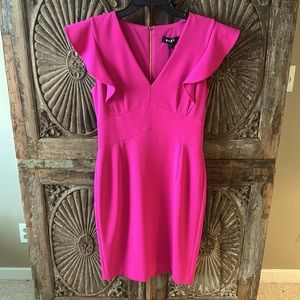 NEW with tags DKNY pink v-neck flutter sleeve sheath dress
